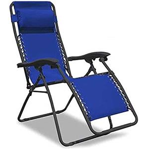 BAKAJI Sedia A Sdraio Pieghevole Sedia Relax da Giardino Sedia Sdraio Campeggio Camping Outdoor con Poggiapiedi e Poggiatesta Imbottito con Cuscino Sedia Sdraio Prendisole Relax Colore Blu