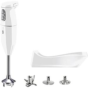 bamix Frullatore a immersione cordless PLUS, Base di ricarica, Lama, Frusta, Frullino in acciaio, 250 watt, 3 velocità, Made in Switzerland, Bianco