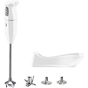 bamix Frullatore a immersione cordless PRO, Base di ricarica, Lama, Frusta, Frullino in acciaio, 250 watt, 3 velocità, Made in Switzerland, Bianco