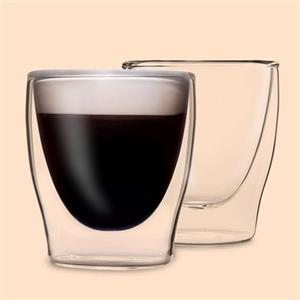 BAKAJI Coppia di Bicchieri Doppia Parete Isolante Cappuccino Bicchieri Caffe Acqua Vetro 200ml Tazze Tazze Trasparenti per Caffè Bicchieri Termici Doppio Vetro