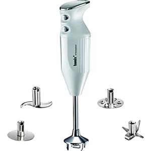 bamix Frullatore a immersione kit M350 MAXX incl. lama multiuso, per carni e verdure, frusta, frullino in acciaio inox, 300 W, 2 velocità, Made in Switzerland, Bianco/cromo