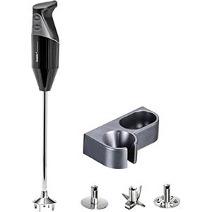 bamix Set frullatore a immersione G350 GASTRO PRO-3 incl. lama multiuso, frusta e disco fisso, supporto, 350 watt, 2 velocità, acciaio inox, Made in Switzerland, nero