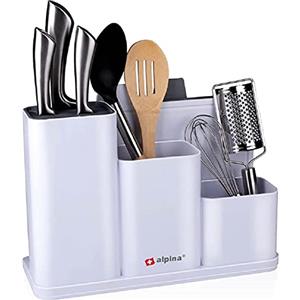 alpina Organizzazione cucina con taglieri, 34 x 13 x 23 cm, lavabile in lavastoviglie, bianco