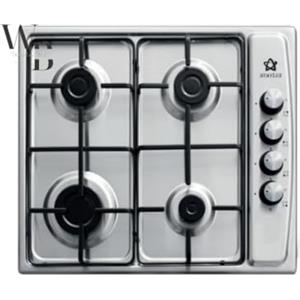 Staylux Piano cottura 4 fuochi a gas 60 cm acciaio inox a incasso gpl manopole laterali argento kit ugelli incluso