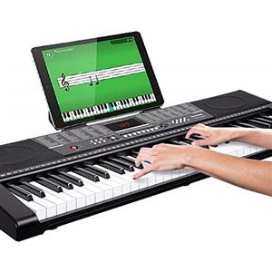 Bakaji Tastiera Musicale Pianola Elettronica 61 Tasti Pianoforte Multifunzione con 255 Ritmi 50 Brani Preimpostati Funzione Percussione Ingresso USB AUX e Leggio Porta Spartito e Tablet