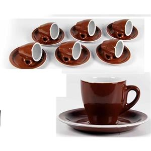 Gicos Set da 6 TAZZINE Caffe' con PIATTINO Marroni