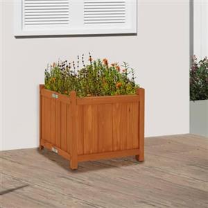 BAKAJI Fioriera Pieghevole in Legno da Esterno ed Interno, Vaso Porta Fiori, Erba per Giardino, Balcone, Patio, Resistente alle Intemperie, Colore Naturale, Salvaspazio (38 x 38 x 35 cm)