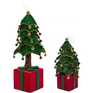 BAKAJI Albero di Natale Pieghevole in Poliestere Effetto Velluto, Decoro Addobbo Natalizio Telescopico Allungabile, Luci Bianco Caldo, Alberello Decorazione Natalizia Casa, Vetrine, Negozi (80 cm)