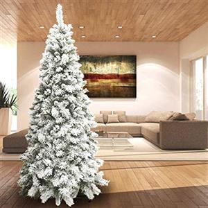 Bakaji Albero di Natale INNEVATO Slim 180 cm Ecologico, Base a Croce in ferro, 498 Rami, Aghi Anti Caduta, Foltissimo