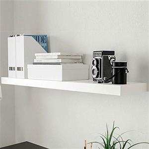 BAKAJI Mensola Scaffale da Parete Design Moderno in Legno MDF Ripiano Libreria Design Moderno Dimensione 60 x 25 x 4 Decorazione Parete Casa (Bianco)
