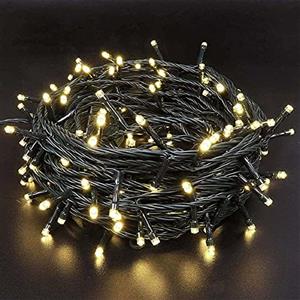 Bakaji Catena Luminosa 300 Luci LED Lucciole Bianco Caldo con Controller 8 Funzioni per uso Interno ed Esterno