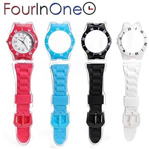 BAKAJI FourInOne UN'OROLOGIO PER TUTTE LE OCCASIONI. OROLOGIO DA POLSO UNISEX AL QUARZO CON 4 CASSE E 4 CINTURINI INTERCAMBIABILI TRA LORO. PERSONALIZZA IL TUO OROLOGIO, CREA IL TUO STILE
