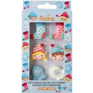 Decora, 0500442, Confezione da 6 Decorazioni Elfi di Natale, In Zucchero