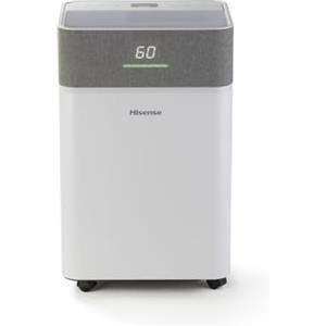 Hisense D20CW NUOVO Deumidificatore Classico A Scarico, Portatile, Bassa Rumorosità, Asciugatura, Spegnimento Automatico, Bianco, 49,5x30,5x23,5 cm, Capacità 20 lt.