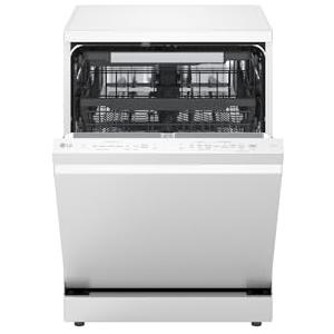 LG DF375HWS Lavastoviglie Libera Installazione Classe A, 14 Coperti, Lavaggio a Vapore TrueSteam, LED Esterno, Sistema QuadWash con 4 Bracci Irroratori, Serie 5, Auto-Apertura, 43dB, Wi-Fi, Bianco