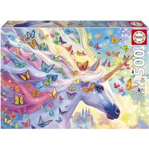 Educa - Puzzle da 500 pezzi per adulti | Unicorno arcobaleno. Include colla Fix Puzzle. Dimensioni: 48 x 34 cm. Da 11 anni (20254)