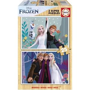 Educa - Puzzle Legno Regina delle Nevi | 2x25 pezzi Puzzle Legno | Eiskönigin, Disney Legno | dai 4 anni (19959)