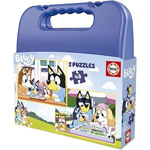 Educa - Set di due puzzles con 48 pezzi dei personaggi Bluey | Presentato in una valigia magnifica per mantenerli. Consigliamo da 5 6 7 8 anni (19831)