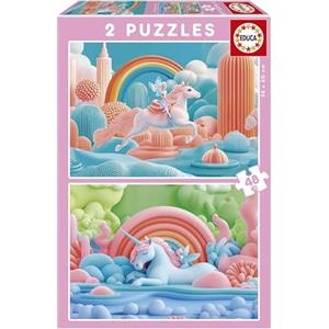Educa - Puzzle Unicorni Magici | 2x48 pezzi Puzzle Set | Unicorno, Puzzle Bambina | dai 4 anni (20223)