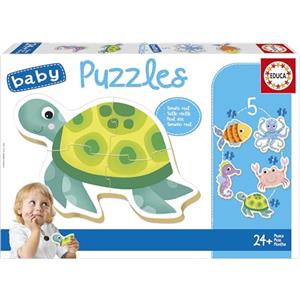 Educa - Baby Puzzle Animali Acquatici | 5in1 Baby Puzzle 3/4/5 pezzi | Animali Acqua, Primo Puzzle | dai 2 anni (19951)
