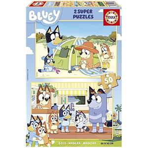Educa - Puzzle Legno Bluey | 2x50 pezzi Puzzle Legno | Bluey, Puzzle Legno Bambini | dai 4 anni (19408)