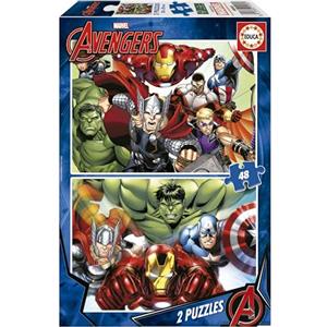 Educa - Puzzle Avengers | 2x48 pezzi Puzzle Set | Marvel Supereroi, Avengers Bambini | dai 4 anni (15932)