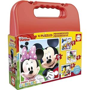 Educa - Puzzle Topolino Disney Valigetta | 4in1 Progressivo 12/16/20/25 pezzi | Mickey, Disney | dai 3 anni (16505)