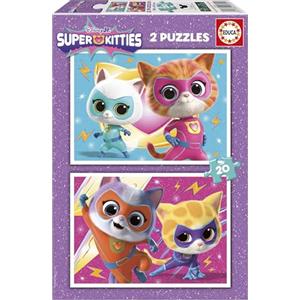 Educa - Puzzle SuperKitties | 2x20 pezzi Puzzle Set | SuperKitties Disney, Bambini | dai 4 anni (20340)
