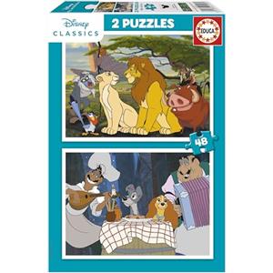 Educa - Puzzle Disney Animali | 2x48 pezzi Puzzle Set | Disney Animali, Bambini | dai 4 anni (19996)