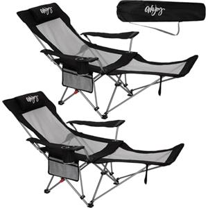 #WEJOY Sedia da campeggio pieghevole 2 in 1, 180 kg, con poggiapiedi, sedia da spiaggia con schienale regolabile in 4 posizioni, poltrona relax reclinabile con supporto per bevande, sedia a sdraio per