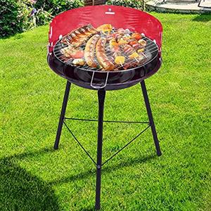 Bakaji Barbecue a Carbone Carbonella BBQ Grill Cottura su 2 Livelli in Metallo con Paravento Griglia Rotonda Diametro 33 cm Terrazzo Giardino