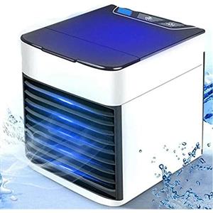 BAKAJI Mini Raffrescatore Portatile da Tavolo Scrivania Deumidificatore Ventilatore USB Casa Auto 3 Velocità Selezionabili con Serbatoio Acqua Ghiaccio e Luce LED RGB Cambio Colore 7 Colori