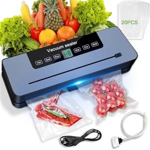 Dictien 7 in 1 Macchina Sottovuoto Alimenti, Automatica secchi che umidi alimenti Macchina per sottovuoto con Coltello da taglio, Vacuum Sealer con Modalità Vuoto Esterno et 20 Sachetti Sottovuoto