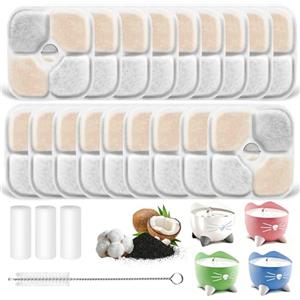 YeeQo 18 Filtri Fontanella per Gatti e 3 Tubi per Catit Pixi (2,5L), Adatti per Catit 43722, 43717, Triplo Sistema di Filtrazione con Carbone Attivo e Resina, Filtro ad Alta Efficienza