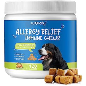 NIFEISHI Prurito Cane Compresse, Antiallergici Per Cani, Integratori per il sollievo della pelle pruriginosa dei cani per fermare il prurito, il leccamento e il grattamento per tutte cani, 120 masticatori