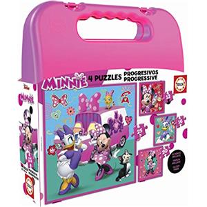 Educa - Puzzle Minnie Happy Helpers Valigetta | 4in1 Progressivo 12/16/20/25 pezzi | Minnie, Disney | dai 3 anni (17638)
