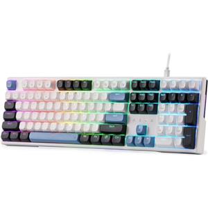 Redragon Tastiera da gioco RGB con guarnizione cablata K668, tastiera meccanica a 108 tasti w/extra 4 tasti di scelta rapida, presa sostituibile a caldo aggiornata, schiuma fonoassorbente, tasti a