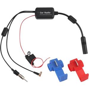 Anrbb Amplificatore antenna auto 12 V, DAB splitter autoradio per FM AM DAB+ con guadagno 22 dB, adattatore SMB a DIN, segnale booster