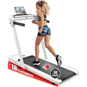 YM Tapis Roulant Elettrico 18 km/h, Superfice Corsa XXL, Marchio Italiano, Pieghevole, 2 Sistemi di Controllo (TASTI o GESTUALE), APP Interattive Kinomap Zwift, Bluetooth, NEXT 8000 BIANCO Your Move