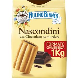 Mulino Bianco Biscotti Frollini Nascondini con Cioccolato da Mordere, Senza Olio di Palma, Colazione Ricca di Gusto, 1 Kg