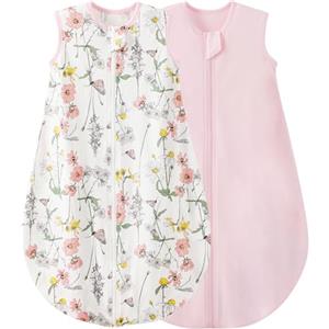 Duomiaomiao Sacchi nanna Estivi 0.5 TOG - Sacco nanna estivo in 100% cotone puro per clima caldo. Sacchi nanna traspiranti e lavabili, senza maniche, confezione da 2 pezzi, comfort ottimale.