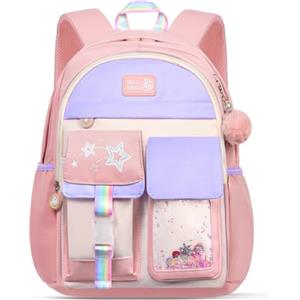 Aucuu Zaino Bambina Scuola Elementare, Zainetti per Bambini, Zaini Scuole Media, Zainetto per Ragazze Grande Capacità, Leggero Elementare Zaino Multi Scomparto per Viaggi Campeggio, Viola