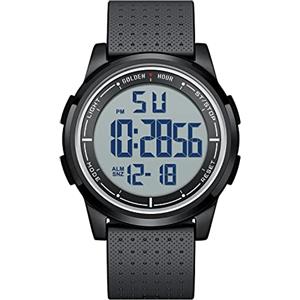 GOLDEN HOUR Ultra-Sottile Minimalista Sport Impermeabile Orologi Digitali Uomo con Display Ampio Angolo Cinturino in Gomma Orologio da Polso per Uomini Donne - Nero