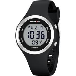 GOLDEN HOUR Orologio digitale da donna Cronografo sportivo impermeabile 5 ATM cinturino in silicone Sportivo ed elegante Orologio da donna con data Quadrante luminoso di facile lettura