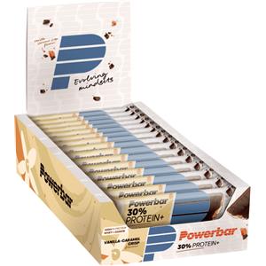 POWERBAR 30% PROTEIN PLUS VANILLA-CARAMEL CRISP Scatola da 15 Barrette Proteiche 55 Grammi
