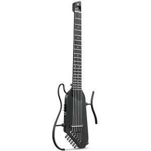 Donner HUSH C Chitarra da Viaggio con Corde in Nylon, Chitarra Elettroacustica, Ultraleggera per Esercitarsi in Silenzio con Presa Cuffie, Accordatore Integrato e Custodia, Nero