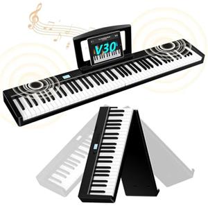 TERENCE Pieghevole Pianoforte Digitale 88 Tasti semi-pesati con batteria da 1800 mAh Altoparlanti 2x5W Bluetooth interfaccia MIDI supporto per spartiti Borsa adesiva Cavo audio con Pedale di sostegno