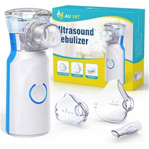 AU YAT Aerosol Portatile Silenzioso, Macchina Aerosol per Adulti e Bambini, Ricaricabile Aerosol Portatile con 2 Maschere e Boccaglio, 2 Modalità Regolabili, Apparecchio Aerosol per Viaggi e Uso Domestico