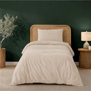 Twinzen Copripiumino Una Piazza e Mezza 135x200cm Beige, con 1 Federa 50x70cm - Set Copripiumino Matrimoniale Microfibra - Oeko-Tex