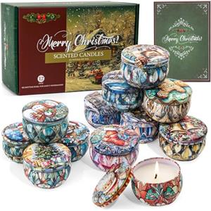 Yinuo Candle Candela Profumata Regalo di Natale, 12 Pcs di Cera di Soia Naturale Aromaterapia Candele Grandi, Durata 240 Ore, Regalo per Donne, per Alleviare Lo Stress e Rilassamento del Corpo per Le Donne